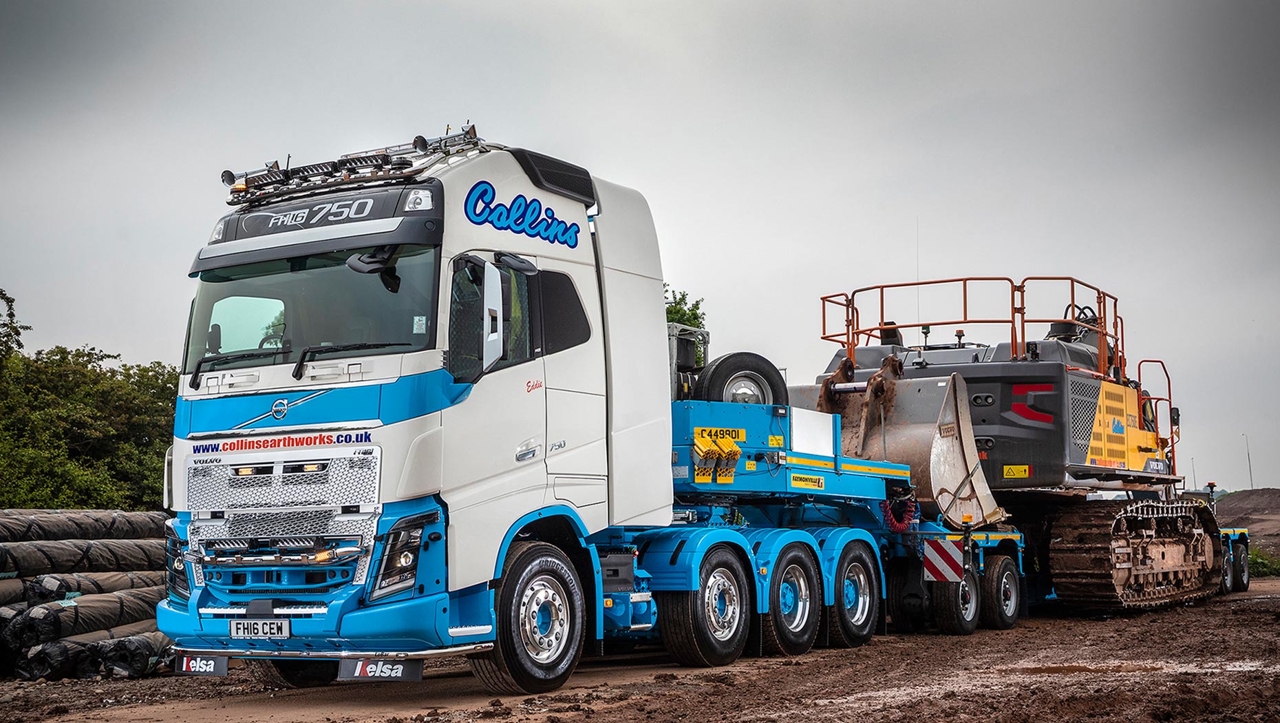 A Volvo heavy haulage tractor unit breaks new ground at Collins Earthworks